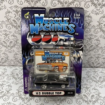 Muscle Machines Die Cast Adult Collectible 1:64 Black Chevrolet '62 Bubble Top  - Image 1 of 4