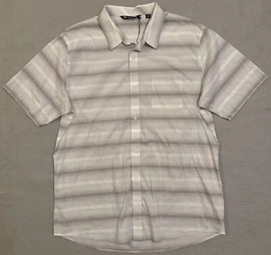 Camisa de vestir informal de manga corta Travis Mathew para hombre XXL 2XL a rayas gris/blanco - Imagen 1 de 14