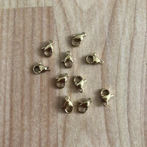 10 Golden Stainless Steel 304 Lobster Clasps Jewellery Making Approx. 10mm x 6mm - Picture 1 of 2