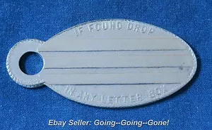 RARE 1890'S IF FOUND DROP IN ANY LETTER BOX KEYCHAIN FOB KEY TAG ID TAG LGE OVAL - Picture 1 of 4