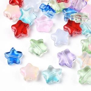 Glass Beads Star Shape Small Mixed Colours 8mm 50pcs - Picture 1 of 8