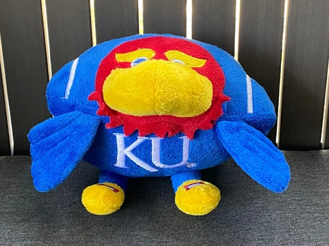 KU Jayhawk Plush Toy Football Orbiez 8" University of Kansas Mascot Cover