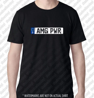AMG PWR European Euro License Plate T-shirt German MB SL63 CL63 E63 CL65 C55 E55 - Photo 1/4