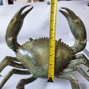 Amazing BIG MUD CRAB 36 cm wide POLISHED solid heavy brass statue hollow 15" - Picture 1 of 14