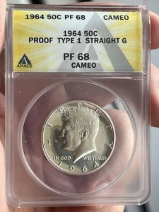 Medio dólar Kennedy 1964 tipo 1 Anacs PF 68 cámara recta G plata - ¡error de etiqueta! - Imagen 1 de 12