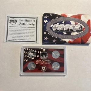 2000 S SILVER Proof State Quarter Set   With Box & COA - Picture 1 of 3