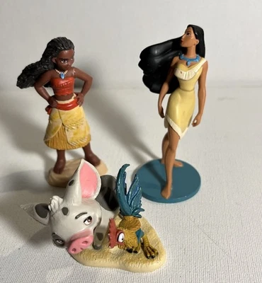 Disney Moana Pua Pig & Hei Hei Rooster Moana & Pocahontas Figures Cake Toppers - Image 1 of 4