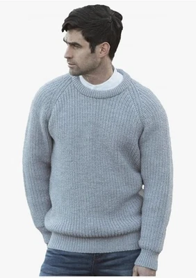 Aran Crafts Men's Fisherman Irish Rib Crew Neck Wool Sweater (100% Pure Wool) - Image 1 of 3