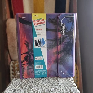 NWT MEAD TRAPPER KEEPER BINDER PALM TREES Tropical Two Folders Clip Board  - Picture 1 of 7