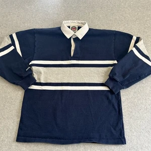 Vintage Barbarian Rugby Wear Shirt Men's L Blue Striped Long Sleeve - Picture 1 of 7