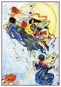 Patrón prerrafaelita de punto de cruz contado a la luz de la luna Florence Harrison Fairies - Imagen 1 de 4