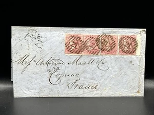 Gt Britain 1859 Entire To France With Wing Strip Of 4 - Picture 1 of 2