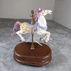 "Carrusel caballo musical vintage ALBERT E. PRICE 8 1/2"" alto melena púrpura FUNCIONA" - Imagen 1 de 22