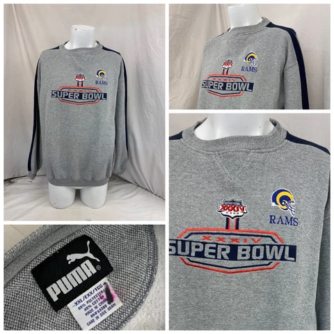 LA Rams Puma Super Bowl 2000 Sweatshirt XXL Men Gray Poly Cotton YGI P1-443 Cover