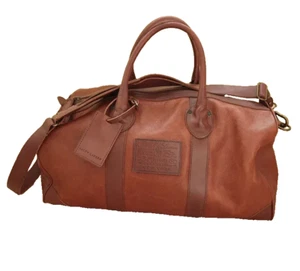 Ralph Lauren Brown DEER FIELD Leather Duffle Bag Carryon - Picture 1 of 11