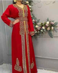 Eid Long Gown Ramzan Georgette SALE Moroccan Dress Dubai Kaftan Abaya Farasha - Picture 1 of 3