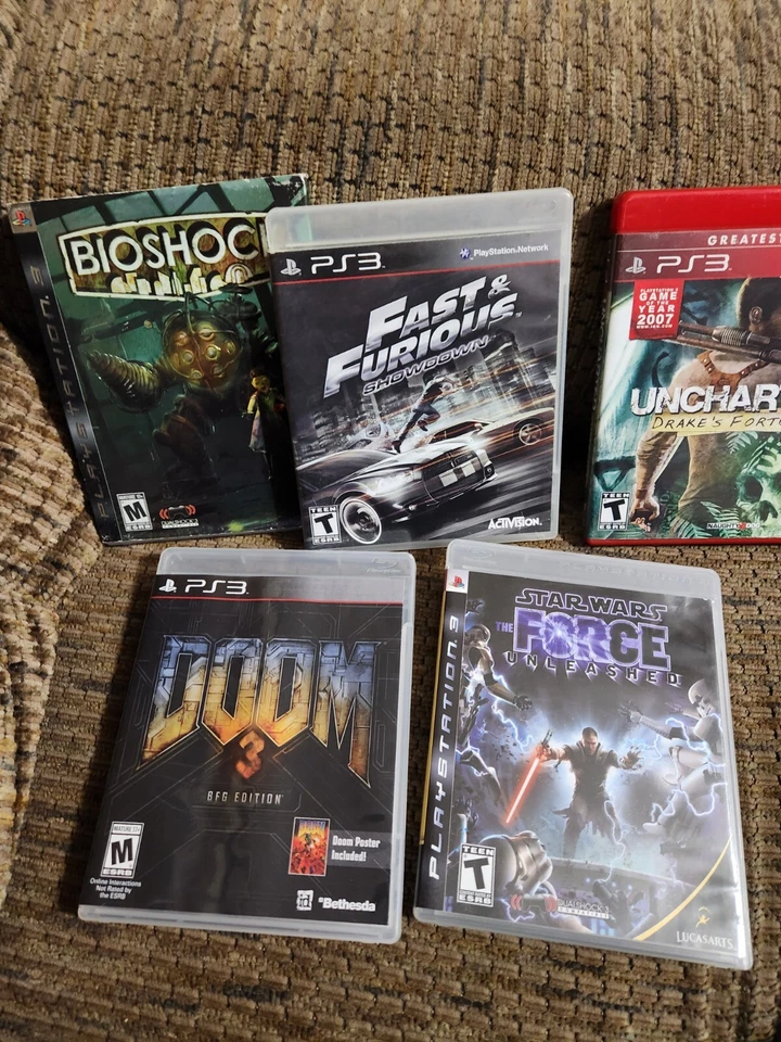 Playstation 3 Ps3 Video Games Lot Bioshock Star Wars Force Doom 3 Complete 5 Lot - Image 1 of 4
