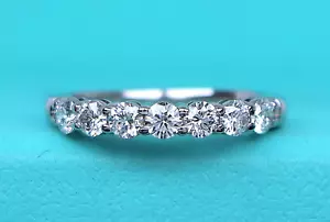 $6,550 Tiffany Co Platinum 3mm Forever 7 Diamond Half Eternity Wedding Band Ring - Picture 1 of 9