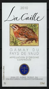 Banda de etiqueta de vino Suiza La Caille Gamay Du Pays De Vaud 2010 - Imagen 1 de 1