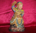 CHINESE TEMPLE GUARDIAN STATUE 10' Wood Carving Polychrome Gilt QING DYN ANTIQUE