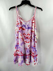 Miken Purple Tie-Dye Juniors Printed Tiered Pom-Pom Cover-Up Size M