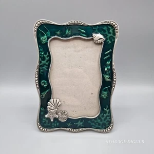 Vintage Sonoma 4"x6" Photo Frame Under The Sea Teal Enameled Metal Ocean Theme - Picture 1 of 10
