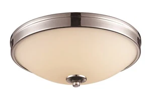 Polished Chrome Etched White Opal Glass LED Flush Mount Ceiling Light 13" - Picture 1 of 1