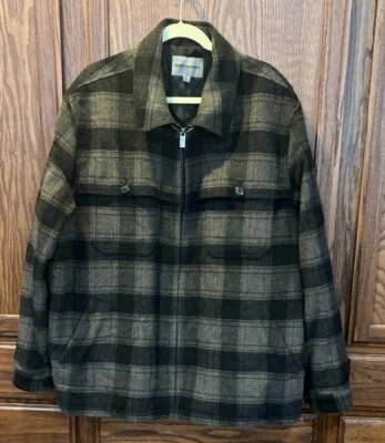 Chaqueta Johnston Murphy Para Hombres XXL Abrigo de Lana Bolsillos con Cremallera Completa Prendas Exteriores Negro a Cuadros Foto 1 de 4