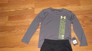Under Armour Boys Size 6 Athletic Set UA Logo Top 2 Piece Set NWT Black And Grey - Picture 1 of 3