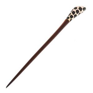Animalistic Black Dotted Natural Handmade Wood Hairstick Hair Hairpin, 7"