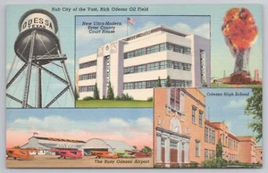 Airport High School Court House and Oil Field in Odessa Texas Postcard - Picture 1 of 2
