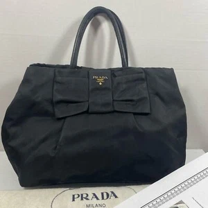 Auténtico bolso de mano PRADA TESSUTO negro cinta de nailon con plumero y certificado de autenticidad - Imagen 1 de 13