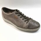 Ecco Shoes Sz 9 Soft 7 Sneaker Grey Leather Casual Lace Up Round
