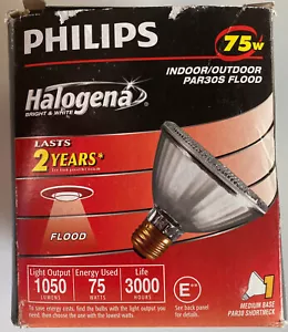 Philips 75PAR30S/HAL/FL25 Recessed Flood I/O - 75W 1050 Lumens Dimmable - NIB - Picture 1 of 7