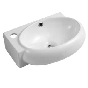 Lavabo Lavabo Baño Armario Ovalado Cerámica Mano Derecha Moderno Blanco - Imagen 1 de 5