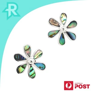 Abalone or Mother of Pearl Sterling Silver 925 Stud Earrings - Picture 1 of 10