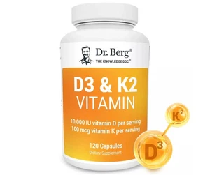 Dr Berg’s D3 & K2 Vitamin 120 Capsules Support Cardiovascular Syst - Picture 1 of 1
