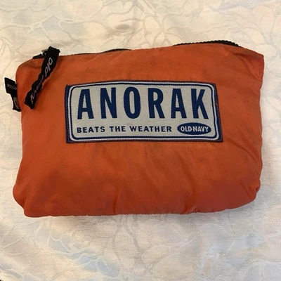 Vintage 90’s Old Navy Anorak Rain Jacket  Sz M Orange Pullover Windbreaker - Image 1 of 4