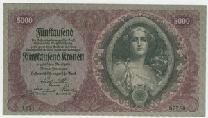 Austria 5000 Kronen 2-1-1922 Pick 79 XF+ Circulated Banknote - Picture 1 of 2