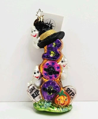 Christopher Radko Boo Grave Tidings Ghost Halloween Ornament 02-066-0 Ghosts Hat - Image 1 of 4