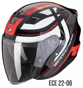 Casco jet moto Scorpion Exo 230 PUL NERO ROSSO TG L BLACK RED helmet - Picture 1 of 1