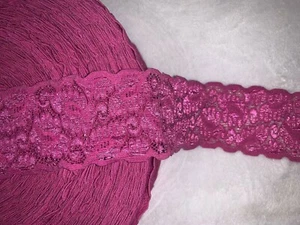 Diadema de lencería rosa baya magenta 5 yardas elástica costura encaje 2" de ancho - Imagen 1 de 2