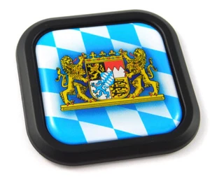 Bavaria Flag German Square Black rim Emblem Car 3D Decal Badge Bumper 2" - Imagen 1 de 7