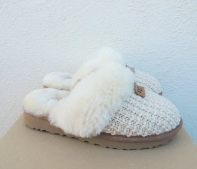 UGG CREAM COZY KNIT SHEEPSKIN PLATFORM COMFORT SLIPPERS, WOMEN US 11/ EUR 42 NEW - Image 1 of 4