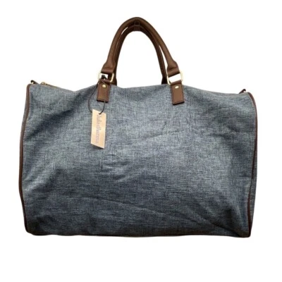 Bolso de fin de semana Lulu Dharma azul y marrón correa ajustable océano lino talla L Foto 1 de 4