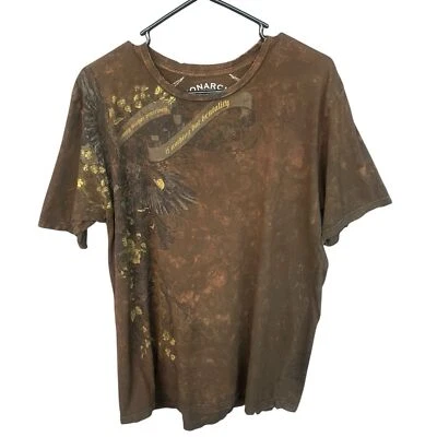 Camisa Y2K Monarchy Para Hombres Extra Grande XL Marrón Ácido Lavado Grunge Patinador Años 90 Foto 1 de 4