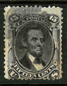 Sc #98 Nice Grill Cancelled 15 Cent Lincoln 1867-1868 US $275 37F47 - Picture 1 of 3