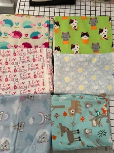 kids flannel printed fabrics, lot of 6 prints snuggle flannel, each under a yard - Picture 1 of 11