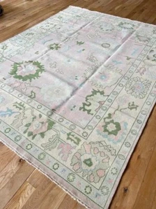 Hand Knotted Pink Turkish Oushak Wool Rug For Living Room Area Carpet 5x8 10x14 - Picture 1 of 6