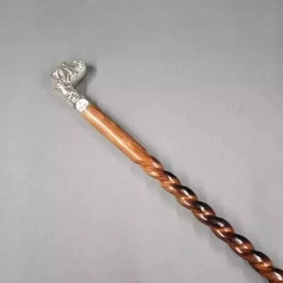 New Designer Brass Solid Dog head handle Wooden Walking Stick Vintage style Cane - Image 1 of 4